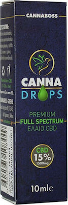 Cannaboss CannaDrops Premium Full Spectrum CBD Oil 15% 1500mg 10ml