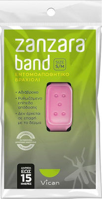 Vican Zanzara Band Εντομοαπωθητικό Βραχιόλι Αδιάβροχο S/M για Παιδιά Ροζ