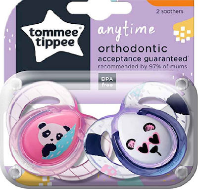 Tommee Tippee Orthodontic Pacifiers Silicone Pink Panda for 6-18 months 2pcs