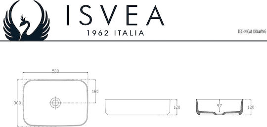 Isvea Infinity Επικαθήμενος Νιπτήρας Πορσελάνης 50x36x12.5cm Λευκός