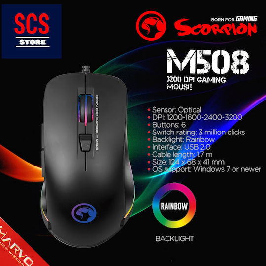Marvo M508 RGB Gaming Mouse 3200 DPI Black