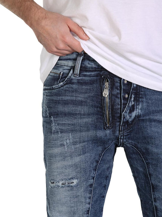 Milan B3655 Men's Jeans Pants Elastic with Skinny Fit Navy Blue
