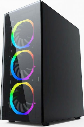 Gembird Fornax 1500RGB Gaming Middle Tower Carcasă PC cu Deschidere Laterală Ventilatoare RGB LED
