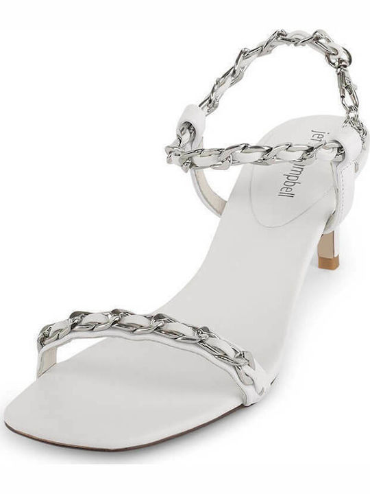 Jeffrey Campbell Women's Sandals Hera-Chn White with Thin Medium Heel 0101003294