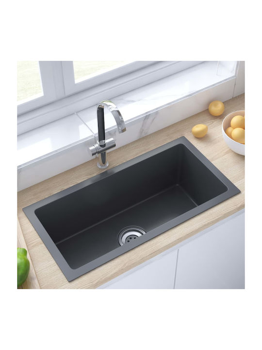 vidaXL Drop-In Sink Inox Satin W60xD30cm Black
