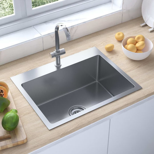 vidaXL Ένθετος Νεροχύτης Inox Brushed Μ51xΠ44cm Ασημί