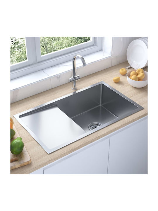 vidaXL Ένθετος Νεροχύτης Inox Brushed Μ75xΠ44cm Ασημί