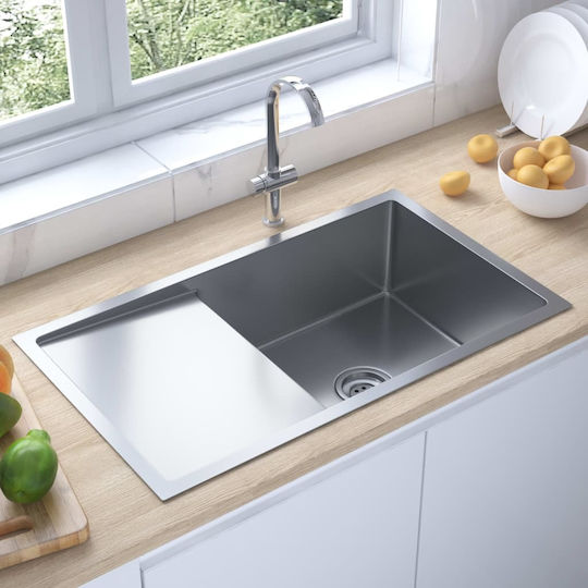 vidaXL Ένθετος Νεροχύτης Inox Brushed Μ75xΠ44cm Ασημί