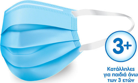 MEGA Surgical Masks Disposable Type I Small Protective Mask Non-Reusable Type I Surgical Small Kids Blue 8x5pcs