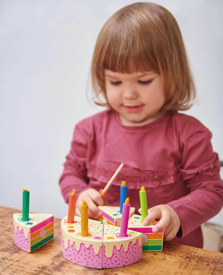 Tender Leaf Toys Wooden Birthday Cake With Rainbow Candles Made of Wood For 3+ Years 14pcs