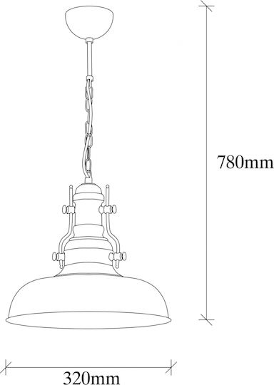 HomeMarkt Berceste Pendant Light Black Bell with Socket E27 32x32x78cm