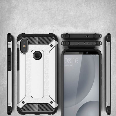 Hurtel Tough Armor Synthetic Back Cover Durable Silver (Mi A2 Lite)