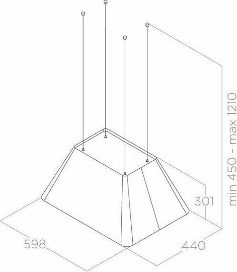 Elica Ikona Light BL/F/60 Insulă Hotă Recirculare 60cm Negru