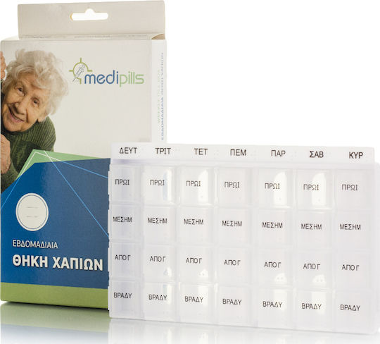 Medipills Weekly Pill Case with 28 Compartments in Transparent color