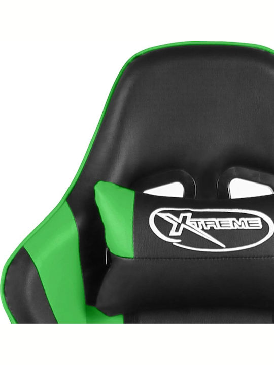 vidaXL 20493 Καρέκλα Gaming Δερματίνης με Ρυθμιζόμενα Μπράτσα Πράσινη