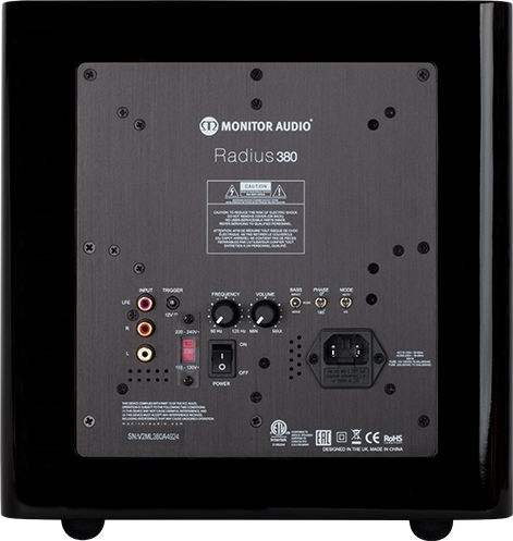 Monitor Audio Radius 380 Самоусилващ Субуфер с Говорител 8" 140W Черен гланц