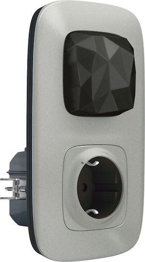 Legrand Valena Allure Connected Starter Pack Μονή Χωνευτή Πρίζα Ρεύματος Wi-Fi Αυτόματων Ακροδεκτών με Διακόπτη Ασημί
