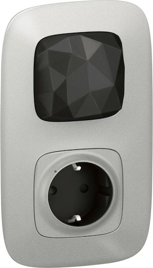 Legrand Valena Allure Connected Starter Pack Μονή Χωνευτή Πρίζα Ρεύματος Wi-Fi Αυτόματων Ακροδεκτών με Διακόπτη Ασημί