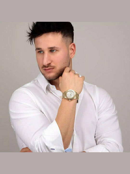 Trussardi T-Logo Ρολόι Μπαταρίας με Μεταλλικό Μπρασελέ