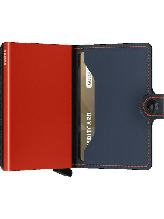 Miniwallet Matte Portofel bărbătesc Carduri cu RFID și mecanism Slide Blue/Red