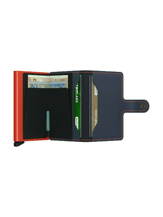 Secrid Miniwallet Matte Piele Portofel bărbați Cărți cu RFID și mecanism de glisare Albastru/roșu