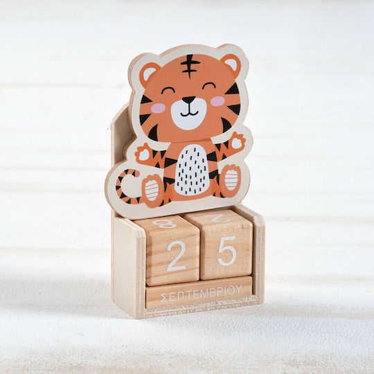 Taufgeschenke mit Kalender Tigermotiv aus Holz 5 Stück