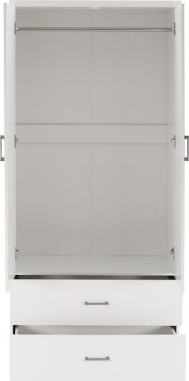 Reina Δίφυλλη Ντουλάπα Λευκό 80x42.5x180.5cm