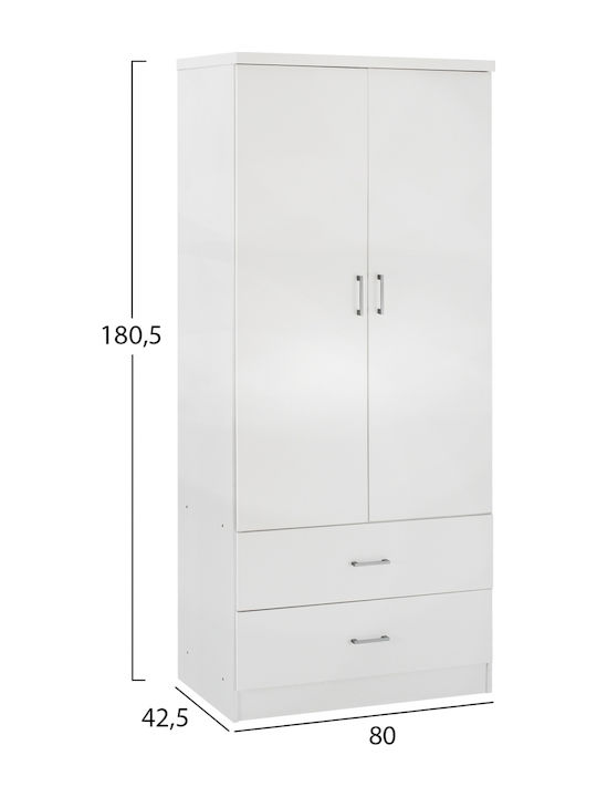 Ușă dublă Dulap de Haine Reina Alb 80x42.5x180.5cm