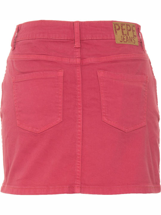 Rachel Denim High-waisted Mini Skirt Fuchsia