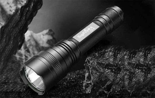 Superfire Rechargeable Flashlight LED IP46 with Maximum Brightness 1200lm Black