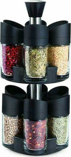Relaxdays Spice Rack Gewürzbehälter Glas auf drehbarem Ständer Schwarze 12Stück 12Stück Relaxdays Spice Rack Gewürzbehälter Glas auf drehbarem Ständer Schwarze 12Stück 12Stück