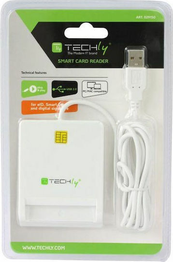 Techly Card Reader USB 2.0 for SmartCard White