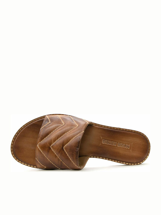 L Leder Flache Sandalen für Damen in Tabac Braun Farbe