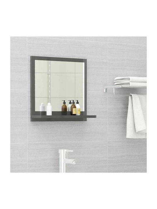 vidaXL Rectangular Bathroom Mirror Made of Chipboard with Shelf 40x37cm Gray