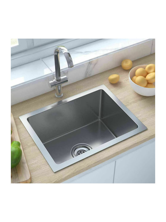 vidaXL Drop-In Sink Inox Satin W44xD34cm Silver