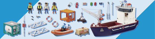 Playmobil City Action Cargo Ship with Boat for 4-10 years old