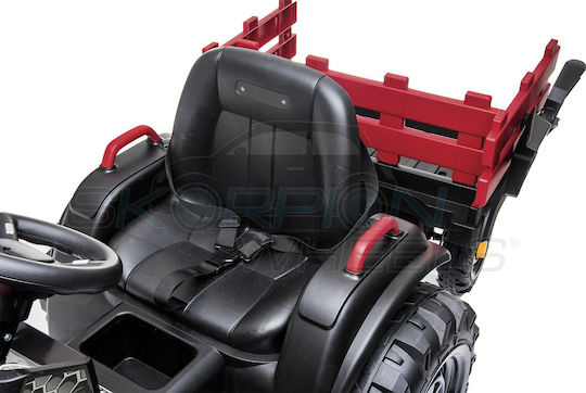 Tractor pentru copii Electric cu remorcă 12 volți Burgundy