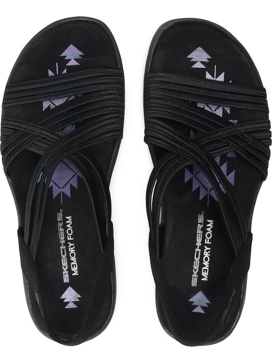 Reggae Slim Simply Stretch Leather Women's Flat Sandals in Black Color
