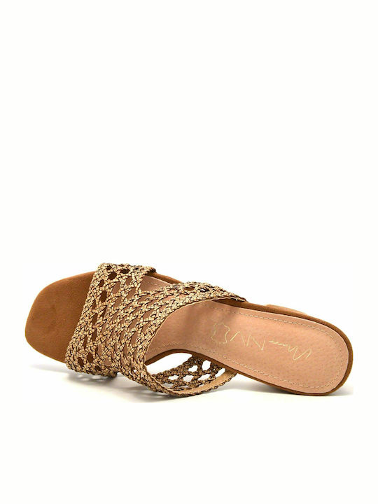 Mules mit Chunky Niedrig Absatz in Beige Farbe