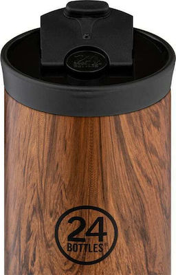 24Bottles Travel Tumbler Glass Thermos Stainless Steel BPA Free Brown 350ml with Mouthpiece