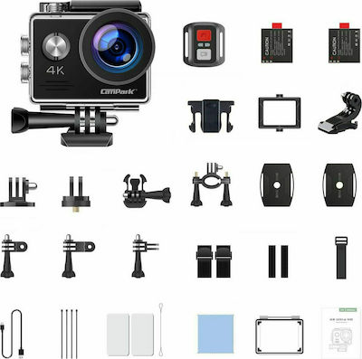 Campark X5 Action Kamera 4K Ultra HD Unterwasser (mit Gehäuse) mit WiFi Schwarz mit Bildschirm 2"