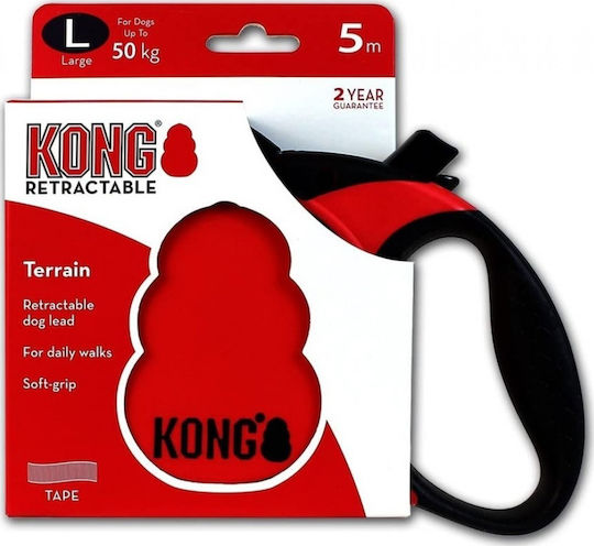 Kong Сгъваема Каишка/Водач За Куче Каишка Terrain Large Червен В Червен Цвят 5м До 50кг