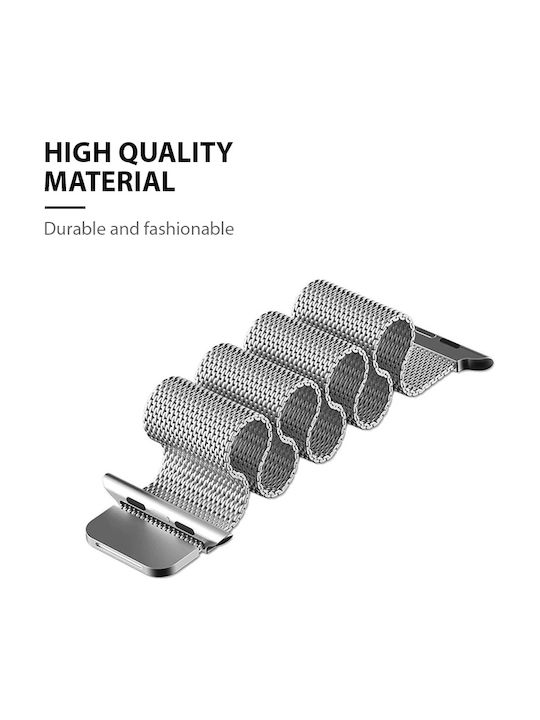 Crong Milano Stainless Steel Premium Λουράκι Μεταλλικό Ασημί (Apple Watch 42/44mm)