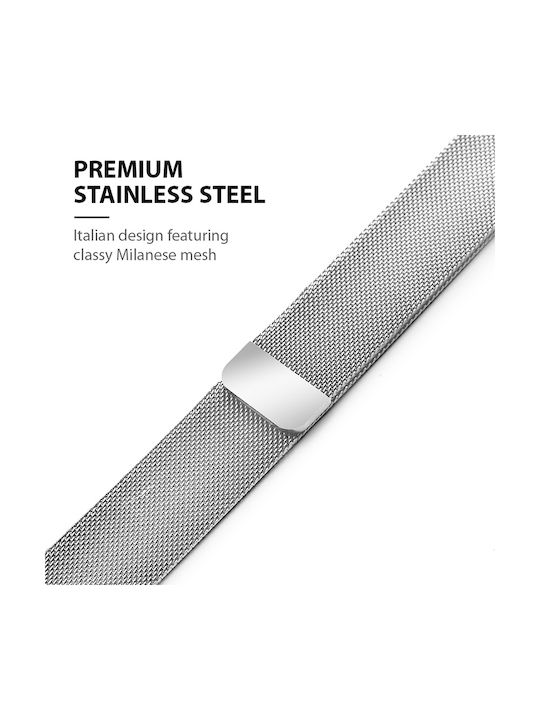Crong Milano Stainless Steel Premium Λουράκι Μεταλλικό Ασημί (Apple Watch 42/44mm)