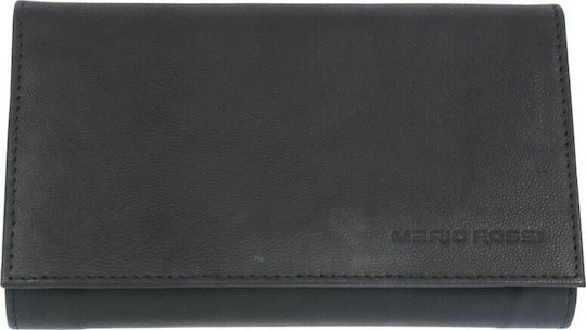 Mario Rossi Tobacco Pouch Made of Black Artificial Leather Handmade with Magnetic Closure 15.5x8.5cm