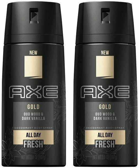 Axe Gold Oud Wood & Dark Vanilla 48h Fresh Deodorant & Bodyspray 2 x