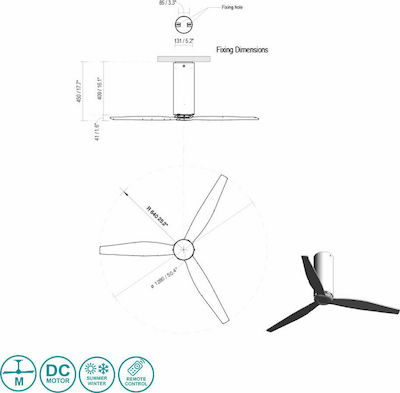 Faro Barcelona Tube 32060 Ceiling Fan 128cm Black