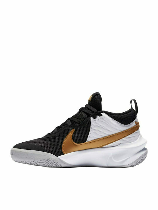 Hustle Team Hustle D 10 Kids Sports Shoes Basketball with Laces Black / Metallic Gold / White