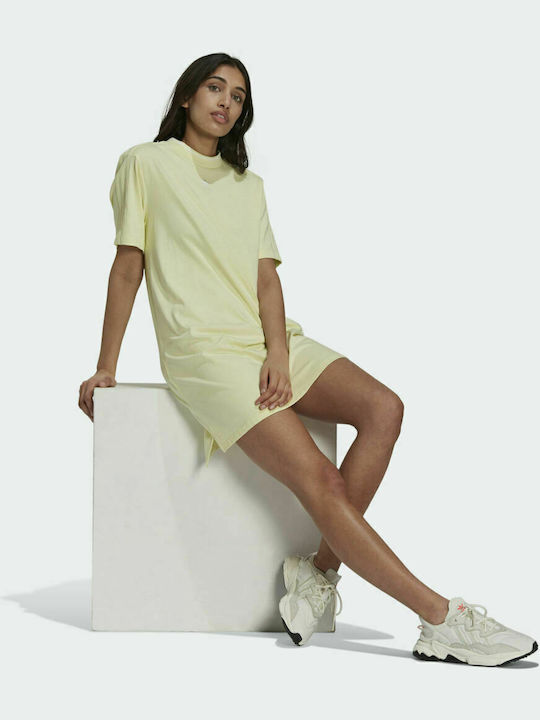 Summer Mini Athletic T-Shirt Short Sleeve Dress Haze Yellow