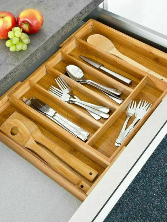 Relaxdays Drawer Cutlery Tray Opening Wooden 31.5x37x5cm Brown